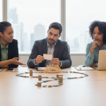 Business team discussing funding gaps